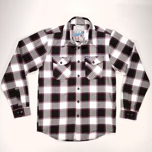 Dixxon Flannel Shirt Boat Tail JLHD Mens S Red White Blue Long Sleeve Plaid EUC!